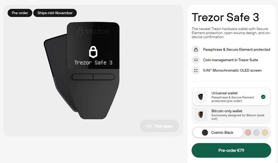 Trezor Safe 3