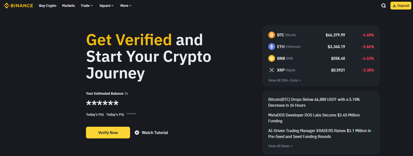 Binance main page