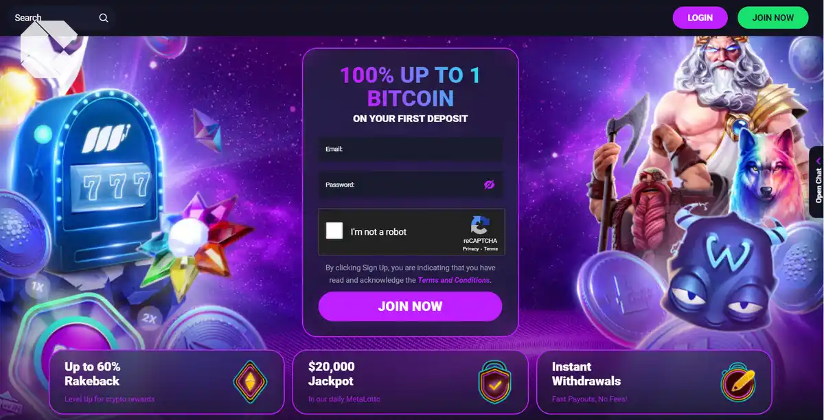 Metaspins crypto gambling site