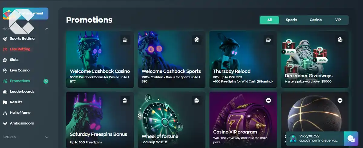 Vave bitcoin gambling site